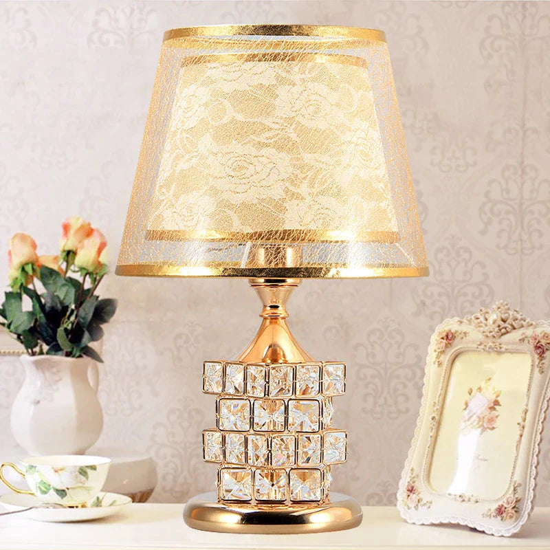 Axyaa Crystal Table Lamp: Elegant European Luxury for Sweet Bedroom Decor