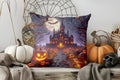 Axyaa Halloween Castle and Pumpkin Decor Pillow Cover for Sofa, Bedroom, Car