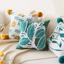 Axyaa Soft Tufted Pompom Leaves Cushion Cover for Sofa Bed, 45x45cm