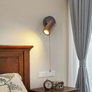 Axyaa Japanese Walnut Wood Bedroom Wall Lamp with Adjustable Spotlight