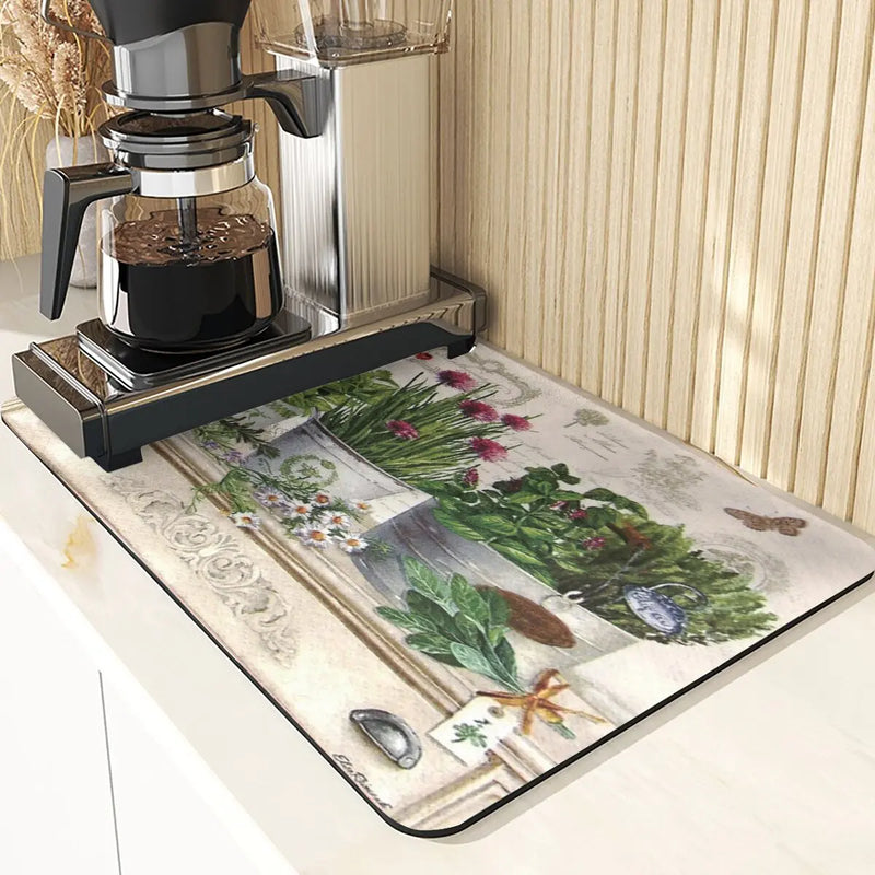 Axyaa Lavender Print Kitchen Drying Mat | Absorbent Mat for Home Décor