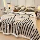 Axyaa Geometric Striped Fleece Blanket | Soft Plush Winter Throw Blanket