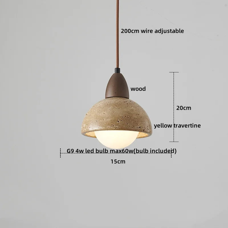 Axyaa Travertine LED Pendant Lights Natural Stone Hanging Lamp