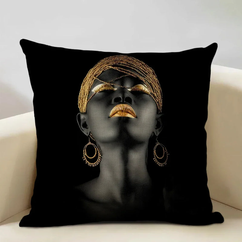 Axyaa African Lady Cushion Cover Pillow Case Sofa Decoration Linen Pillowcase