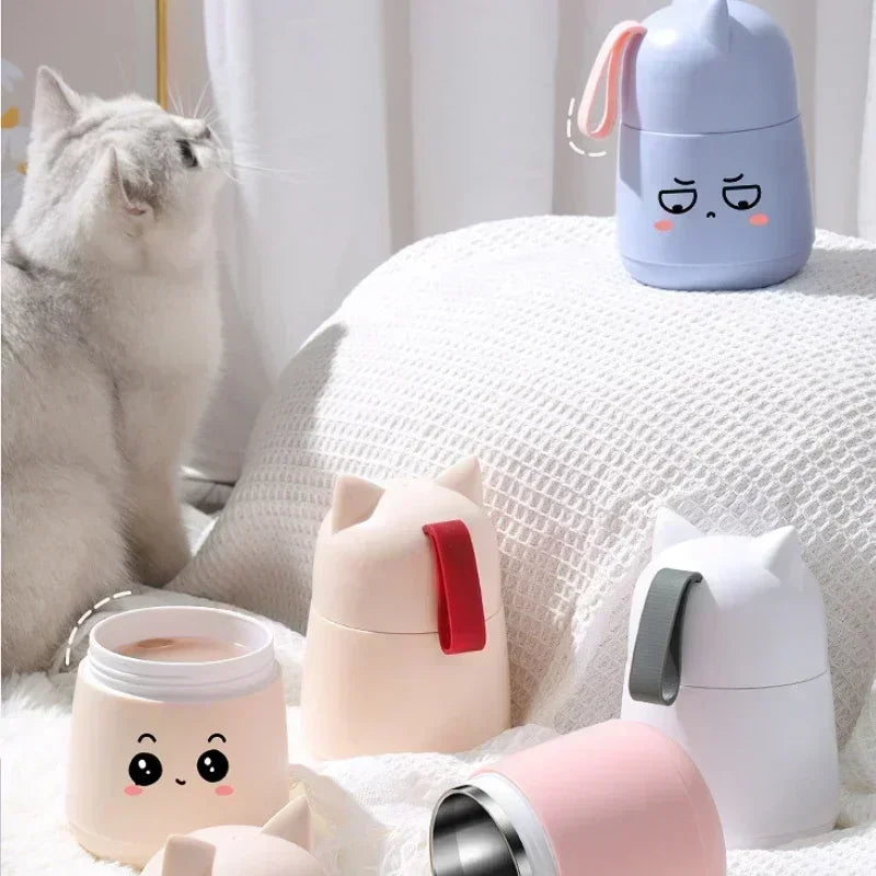 Axyaa Cat Ear Soup Cup with Spoon - Leak-proof & Portable Breakfast Cup
