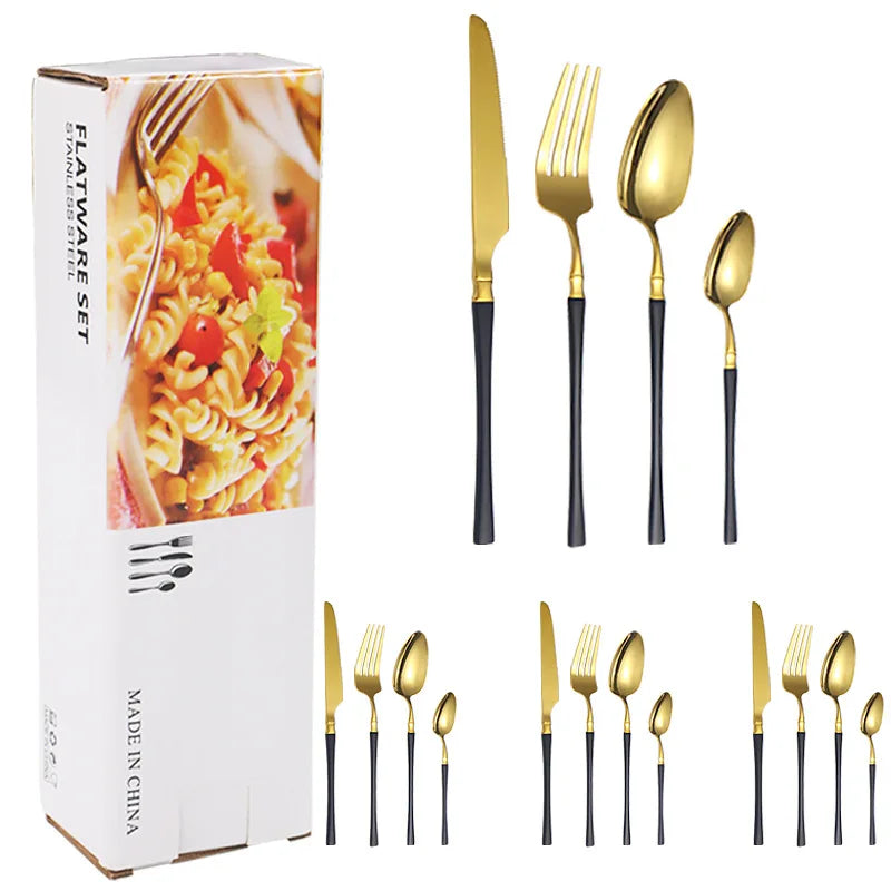 Axyaa 16-Piece Stainless Steel Tableware Set for Restaurants, Hotels, and Homes