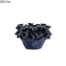 Axyaa Deep Blue Flower Clusters Ceramic Vase for Elegant Desk & Room Decor