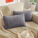 Axyaa Boho Stripe Geometry Plush Pillow Covers, 18inx18in