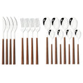 Axyaa 30Pcs Stainless Steel Cutlery Set with Imitation Wood Handle