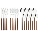 Axyaa 30Pcs Stainless Steel Cutlery Set with Imitation Wood Handle