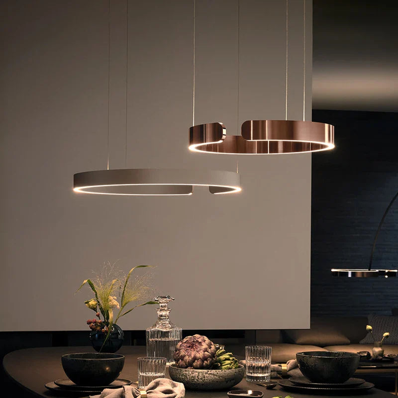 Nordic Modern Chandelier LED Pendant Light Ring Lamp for Living Dining Bedroom Kitchen by Axyaa