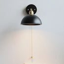 Axyaa Black Round Wood LED Wall Lamp With Switch - Bedroom Living Room Bathroom Stair Light