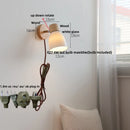 Axyaa Iron Wood LED Wall Light with Pull Chain Switch & White Glass Rotation