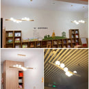 Axyaa Nordic Wood Grain Chandelier: Modern LED Decorative Lighting for Living Room and Dining Area