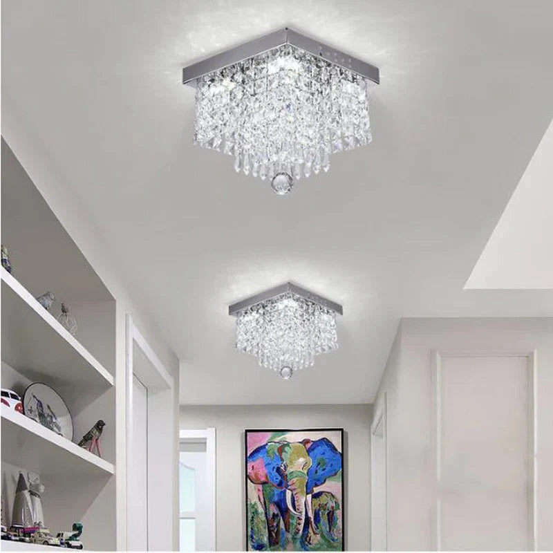 Axyaa Crystal Square Ceiling Lamp: Modern Lighting for Home Decor