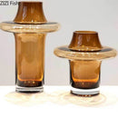 Axyaa Amber Glass Vase Hydroponic Flower Arrangement Artistic Decor - Dried Flower Vessel