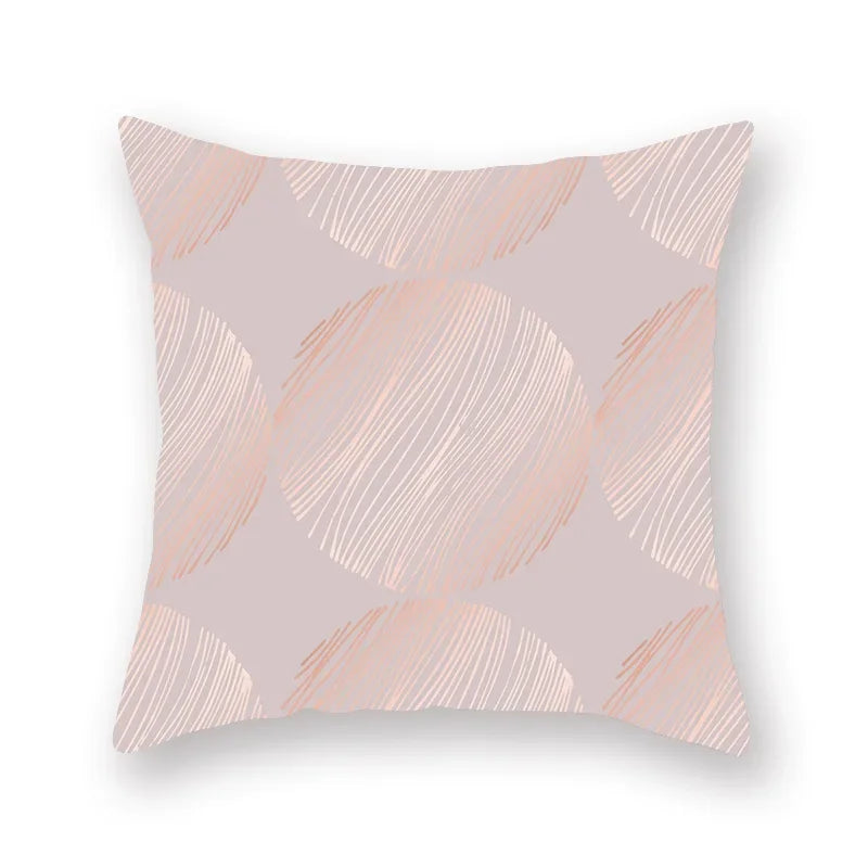 Axyaa Pink Gold Geometry Polyester Pillow Case 45*45cm Square