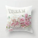 Axyaa Pink Flower Pattern Decorative Cushion Cover for Sofa Pillows - Polyester Material