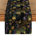 Axyaa Black Cats Butterflies Table Runner for Farmhouse Dining and Wedding Party