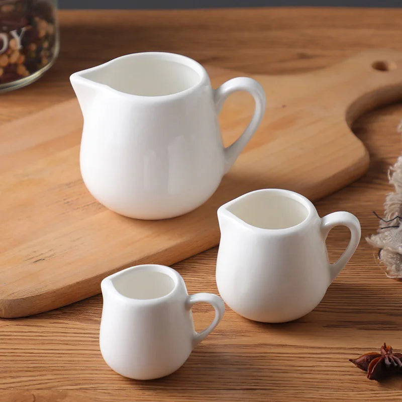Axya Ceramic Milk Jug Handle Espresso Cream Serving Pitcher White Milk Cup