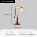 Axyaa French Retro Wooden Brass Floor Lamp with Glass Lampshade for Living Room