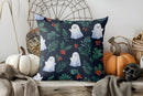 Axyaa Halloween Ghosts & Floral Pillow Cover for Sofa, Bedroom, Car