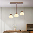 Axyaa Nordic Cream Style LED Pendant Light - Wood Glass Ceiling Fixture for Dining, Kitchen, Living Room