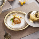 Axya Ceramic Dining Set: Dinner Plate with Lid, Soup Plate, Dessert Plate.