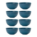 Axyaa Dark Blue Reusable Plastic Cereal Bowl Set for Food, Dessert, Camping