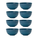 Axyaa Dark Blue Reusable Plastic Cereal Bowl Set for Food, Dessert, Camping