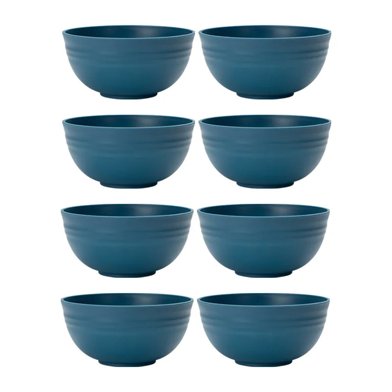 Axyaa Dark Blue Reusable Plastic Cereal Bowl Set for Food, Dessert, Camping