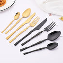 Axyaa 24Pcs Pink Gold Stainless Steel Cutlery Set - Western Flatware Tableware