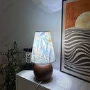 Italian Designer Floral Table Lamp | Nordic Style | Wood Texture Ceramic Base | Bedroom Night Light