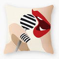 Axyaa Red Lips Stripe Throw Pillow Cover - 45X45CM