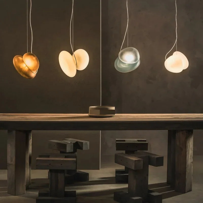 Axyaa Pebble Style Double-Sided Frosted Glass Pendant Light with LED Rope