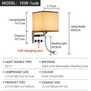 Axyaa Square Fabric LED Wall Lamp with USB Reading Light & Switch