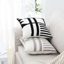 Axyaa Embroidered Burlap Square Pillow Cover 45x45cm White Gray Black Home Decor