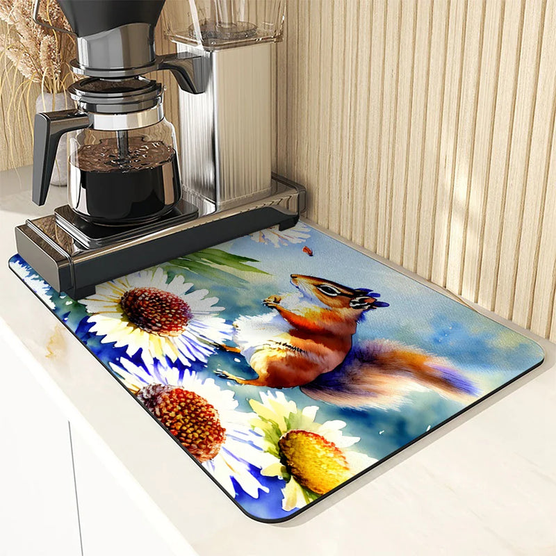 Axyaa Non-Slip Absorbent Drainer Mat for Dishes and Cups
