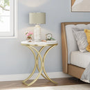 Axyaa White Gold Round End Table Modern Small Coffee Accent Bedside C Table