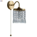 Axyaa Crystal LED Wall Sconce: Modern Nordic Pull Chain Brass Bathroom Light