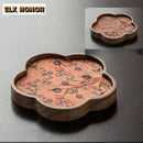 Axyaa Retro Walnut Wooden Tea Tray Set/Coasters for Zisha Pot Tea Ceremony Craft