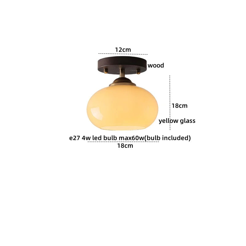 Axyaa Japanese Style LED Ceiling Lamp Iron Glass Modern Ceiling Light Home Decor