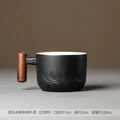 Axyaa Ceramic Kung Fu Teacup in Frosted Finish with Wooden Handle