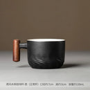 Axyaa Ceramic Kung Fu Teacup in Frosted Finish with Wooden Handle