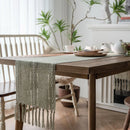 Axyaa Striped Jacquard Table Runner with Tassels for Elegant Home Decor