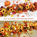 Axyaa Gold Maple Leaf & Sunflower LED Hanging Autumn Vine for Thanksgiving Decor