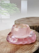 Axyaa Pink Handmade Glass Japanese First Snow Tea Cups