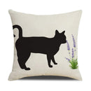 Axyaa Funny Cats Linen Pillow Cover 45x45cm - Farmhouse Decor & Office Throw Pillowcase
