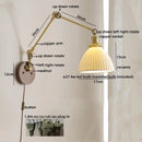 Axyaa Ceramic Copper LED Wall Lamps with Pull Chain Switch for Bathroom Bedroom Living Room