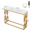 Axyaa White Faux Marble Sofa Table, Modern 42.5" Entryway Hallway Console Table